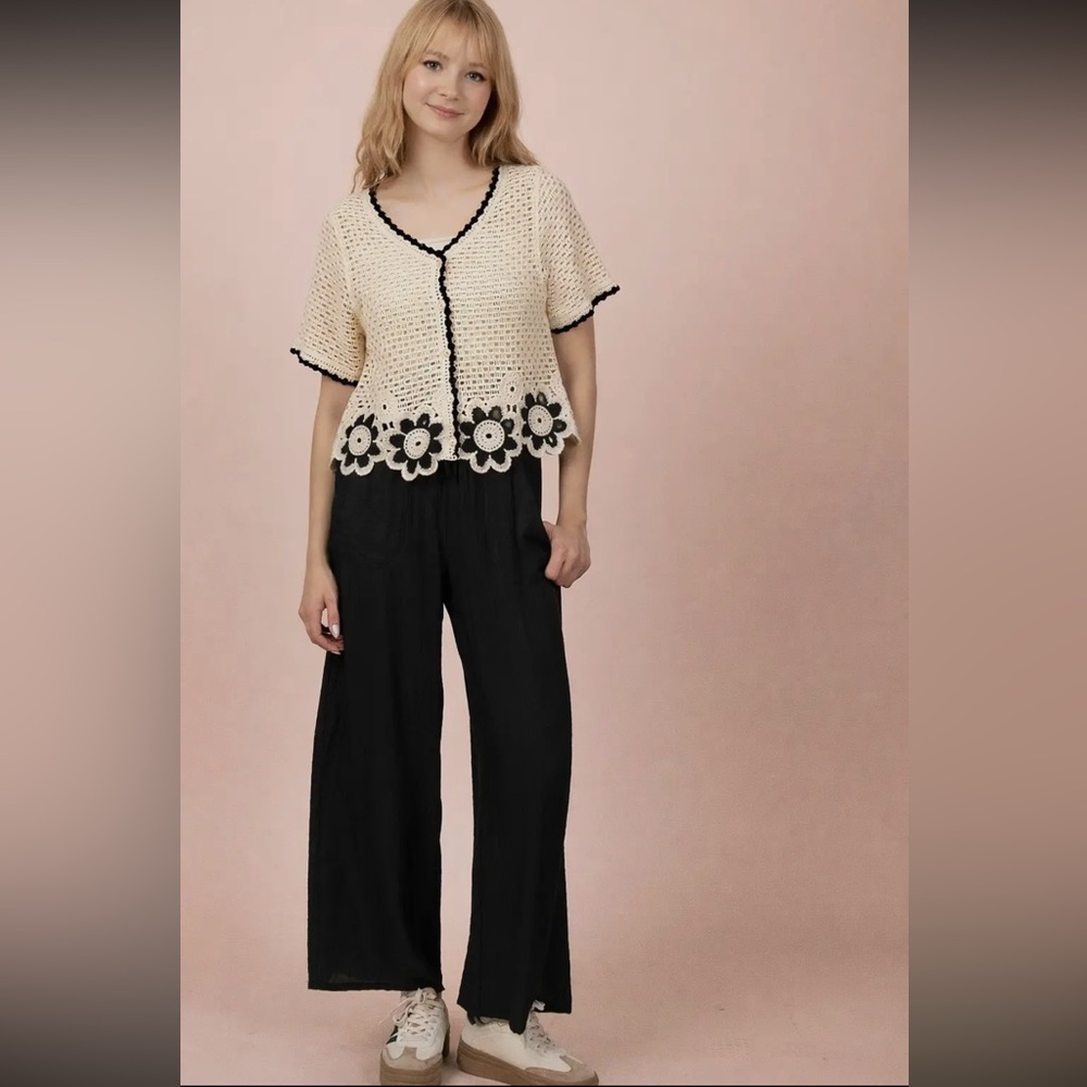 BLACK Woven Wide-Leg Pants NWT